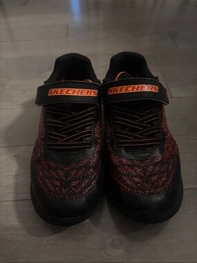 Skechers Kids Black & Orange Sport Sneaker - Velcro Strap